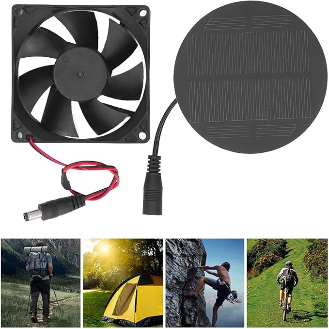 Fafeicy Chicken Coop Ventilation Fan, Solar Exhaust Fan, One Piece Stamped Technology, Lightweight Solar Ventilation Fan, for Dog, Electronic Cooling Fans