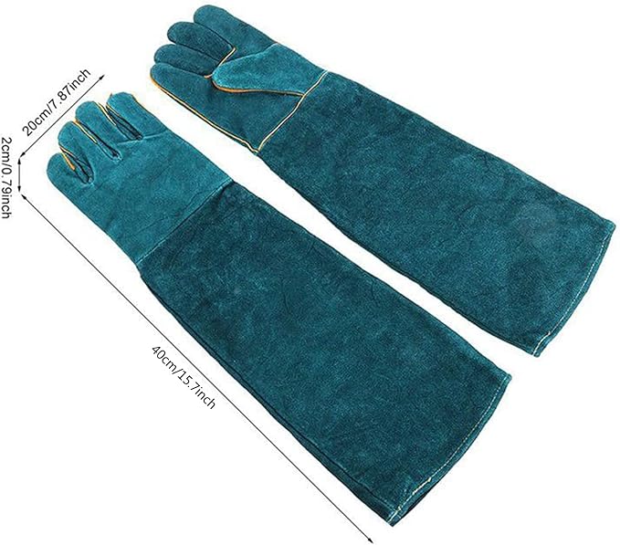 Animal Handling Anti-Bite Gloves, Reinforced Leather Welding Gloves for Gardening Dog Training Cat Scratch