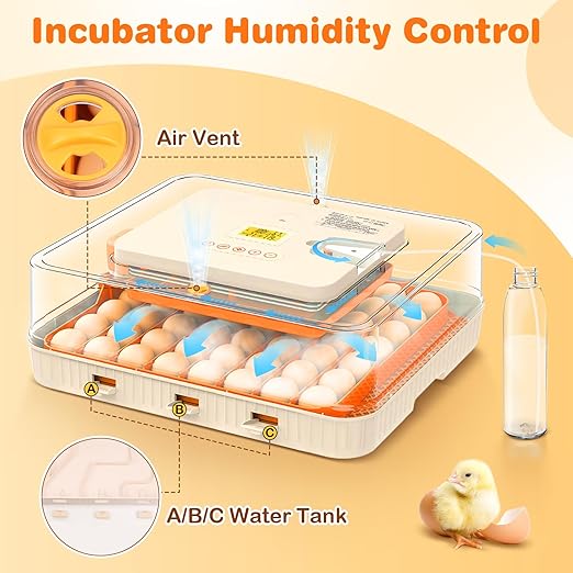 56 Egg Incubator for Hatching Chicken, Egg Incubator with Automatic Egg Turning and Humidity Temperature Control, Egg Candler, Chicken Incubator for Ducks/Quail/Goose Farm House lab Class