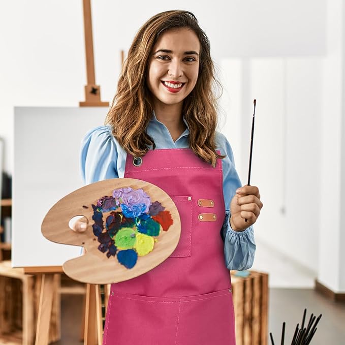 Unisex Aprons with Large Pockets,Cotton Canvas Cross Back Heavy Duty Adjustable Work Apron,Size Kids to Adult