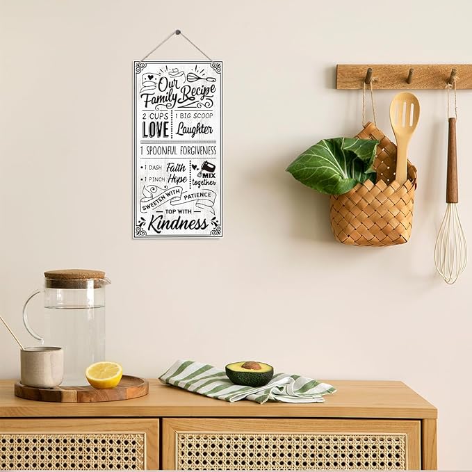 Our Family Recipe Sign, Funny Kitchen Rules Sign, Home Kitchen Decor, Decorative Wood Hanging Wood Plaque, Positive Wall Decor, Funny Cooking Sign, Kitchen Wall Art, Farmhouse Kitchen Sign