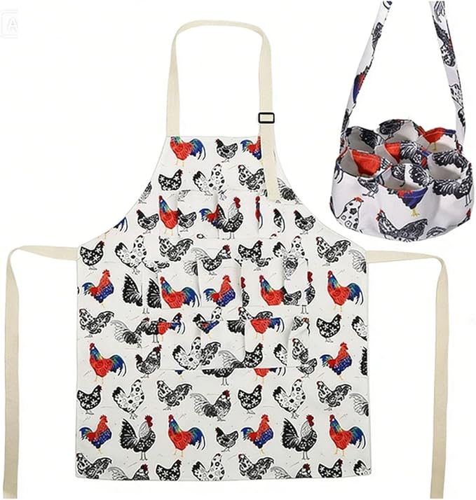 11 Pocket Egg Collecting Apron with 7 Pocket Egg Gathering Basket,chicken egg apron for collecting eggs Poultry Egg Collection Set
