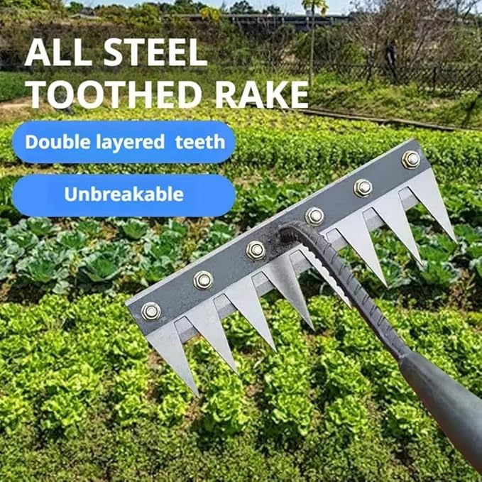 Gardenia Iron Weeding Rake, 2025 Gardenia Iron Weeding rake, Ironrake The Heavy-Duty Irons Weedings Rakes,Irons Rakes for Gardening and Weedings (5 Teeth)