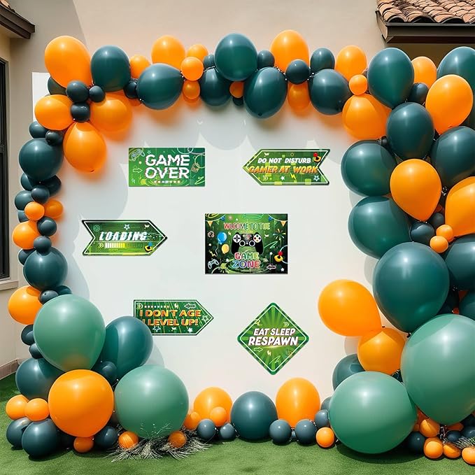 Video Game Birthday Party Decorations - 9 PCS Game Sign Party Decorations for Boys Gamer Gaming Themed Birthday Supplies Funny Games Night Decoration for Door Windows Yard Wall Decor