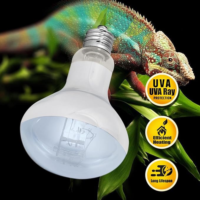 Reptile Heat Lamp Bulbs 75W 2 Pack,Day and Night Infrared Basking Spot Heating Light Combo,UVA Heat Lamp Bulb for Reptile and Amphibians,Bearded Dragon, Lizard, Turtle, Snake