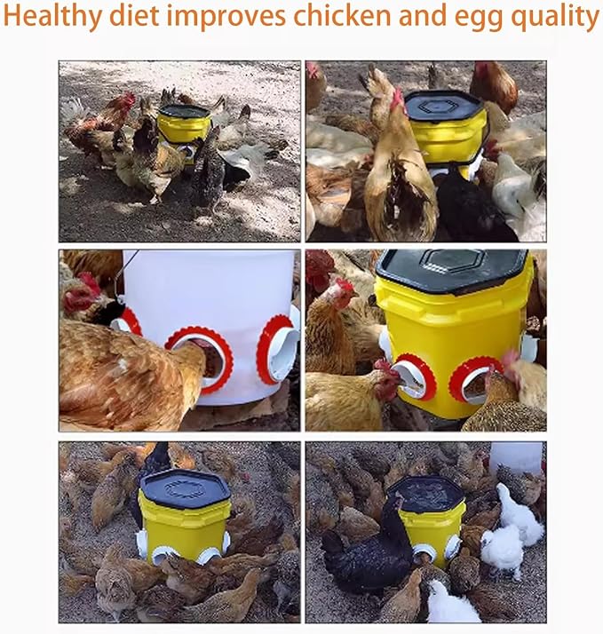 DIY Chicken Feeder, Automatic Anti-Rodent, Rainproof, No Waste, Gravity Chicken Feeder for Buckets, Boxes and Troughs (4 Pieces Red)