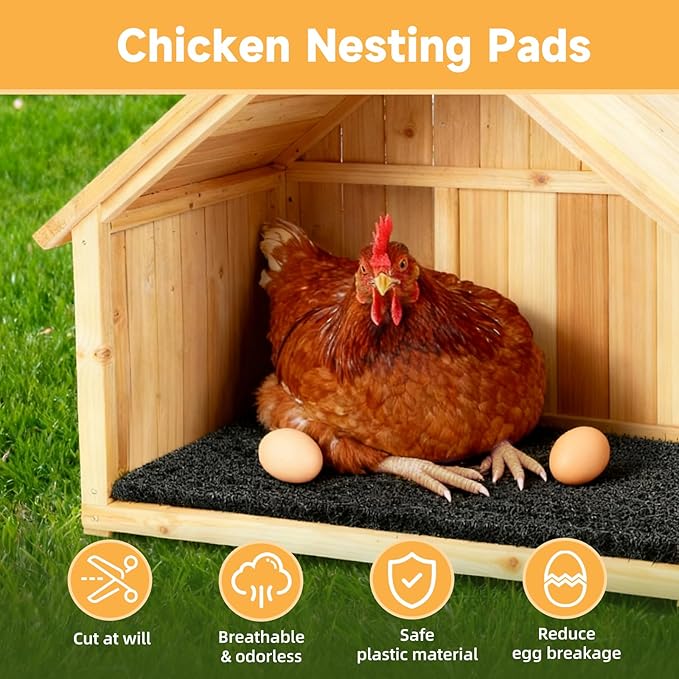 DRQ 8 Pcs Nesting Pads for Chicken Coop - Washable Chicken Nesting Pads, Reusable Chicken Coop Accessories for Hen Laying Mats 12"×12" (Gray)