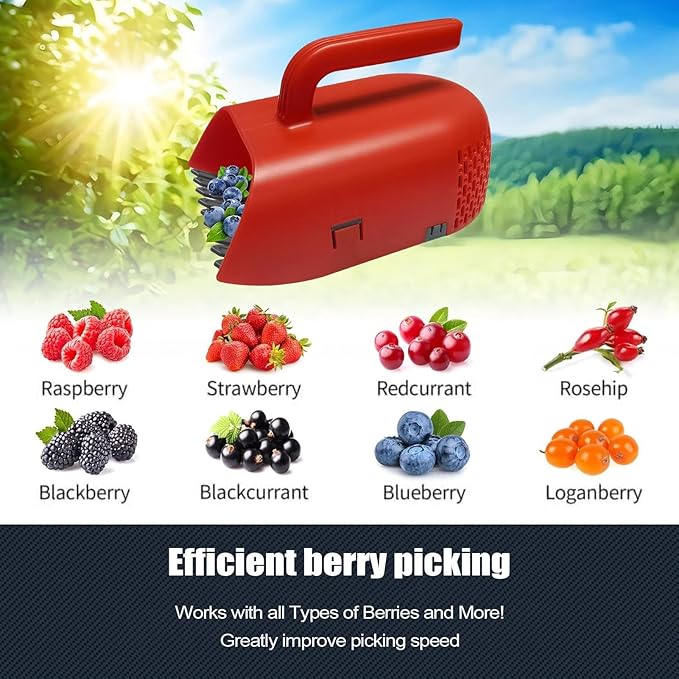 Cherry Berry Picker, Ergonomic Handheld Comb and Scoop Tool, Harvest Berries,Cherries Efficiently, Collect Leaves Fruit or Lawn Debris, Outdoor Gardening Tool for Trees Plants Orchard Farm Backyard