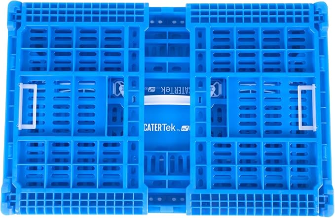 Restaurantware Plastic Milk Crates for Storage - 10 Pack - Cater Tek Stackable Storage Buns for Organizing - Collapsible Storage Basket for Groceries, Home Supplies, Blue