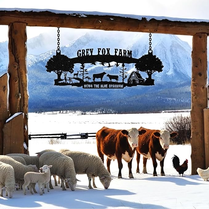 Personalized Farm Sign, Custom Farm Metal Signs Outdoor, Custom Ranch Sign, Customized Family Name Metal Signs for Farms, Ranch, Barn, Farmhouse, Housewarming Rancher Gifts