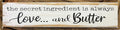 CSWLJS Metal Signs The Secret Ingredient Is Always Love and Butter Sign Funny Kitchen Sign Funny Farmhouse Wall Kitchen Decor Rustic Kitchen Wall Decoration 4x16 in