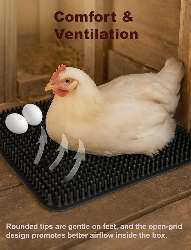 6-Pack Washable Chicken Nesting Pads for Chicken Coop, 13x11in Reusable Nest Box Liners, Trim-to-Fit Open-Grid Bedding for Cleaner Eggs, Heavy-Duty Poultry Supplies (Green)