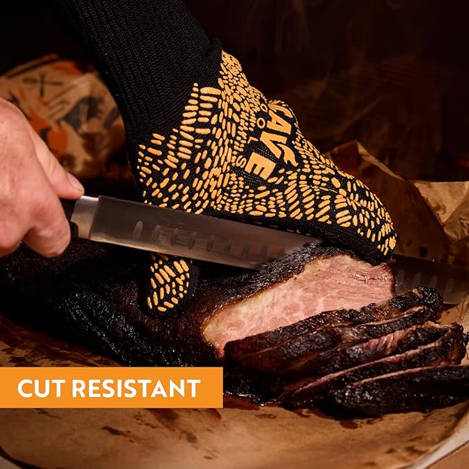 Cave Tools, Heat Resistant Grill Gloves, BBQ Gloves for Handling Hot Food on Your Grill