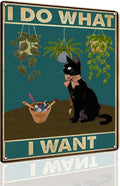 Cat Signs Gifts, I Do What I Want Cat Wall Art, 12x8 Inches, Tuxedo Cat Decor for Bedroom Garden Funny Cat Gifts