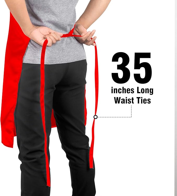 Xornis 2 Pack Bib Aprons with 2 Pockets Kitchen Apron Cooking Chef, Red