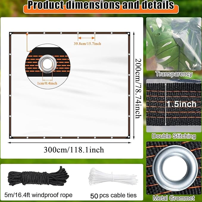 Genérico Chicken Coop Cover with Reinforced Edges Waterproof Intended For Gardening, Winter, Shed, Patio, Roof, Outdoor, Room,