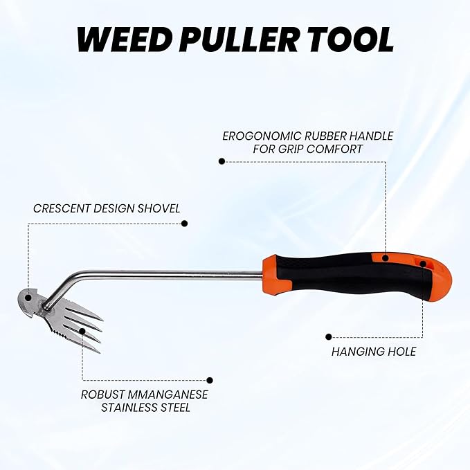 Set of 2 Black Weed Puller Tool, New Durable Garden Weed Pulling Tool, Portable Garden Weeder Tool for Vegetable Gardening Backyard Farm Planting & Weeding (Black Handle)