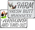 Funny Chicken Sign Gift 2 Pack Ouffun Farm Fresh Butt Nuggets Tin Sign for Home Farm Chicken Coop Farmhouse Kitchen Garden Decor 8 X 12 Inch