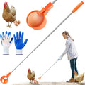 Lounsweer Egg Grabber for Chicken Eggs,15.7-76inch Extendable Stainless Steel Egg Picker Tool with (1pcs Extended Handle&1pair Non-Slip Gloves) for Picking Eggs from Coop, Poultry Nest, and Farm Use