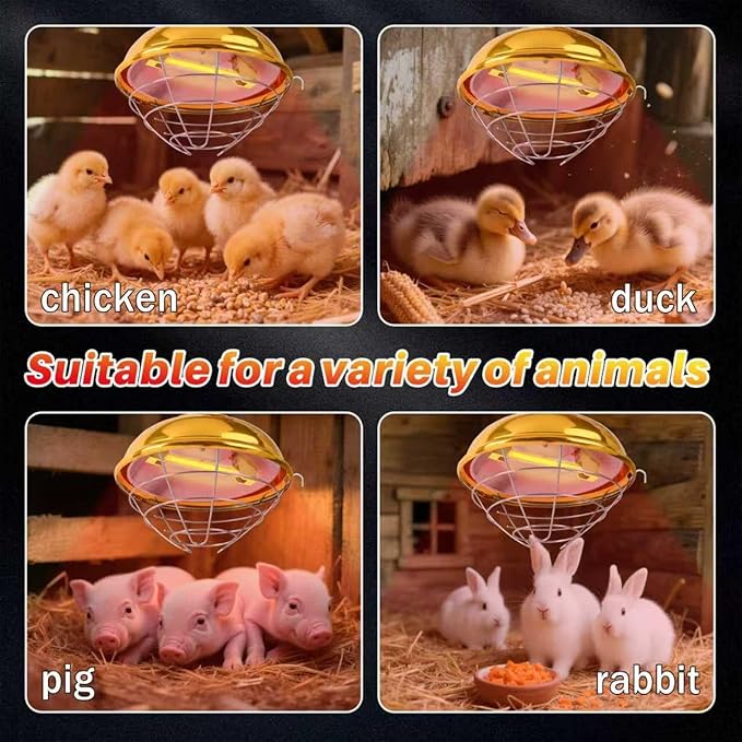 Nirvix 250W Chicken Coop Heater, Brooder Heat Lamp for Chicks, 2-Temp Settings (175W/250W), Adjustable Hanging Height & Waterproof Design for Quail, Ducks, Rabbits, Pets Indoor Outdoor Use