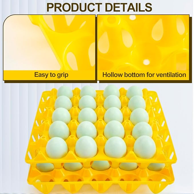 10 Pack 20 Plastic Egg Trays Stackable Duck Eggs Crates Multiple Egg Flats Holder Cartons Storing, Sorting, and Shipping for Duck Goose Turkey Peafowl