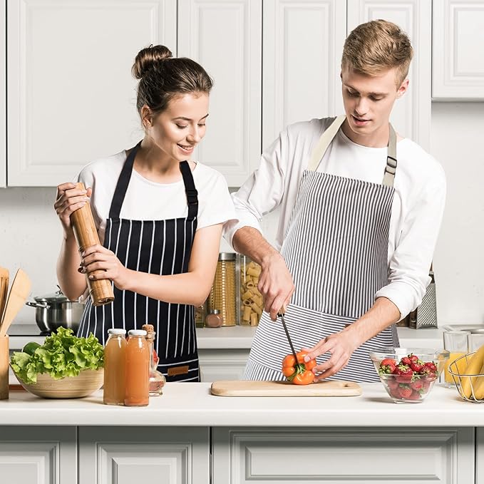 ATROPOS 2 Pieces Aprons for Women with Pockets, Aprons for Men, Womens Kitchen Apron, Cooking Apron Adjustable Bib Chef Apron(Unisex)