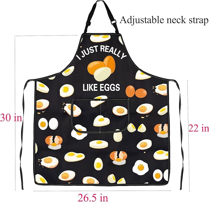 FUSTMW I Just Really Like Eggs Apron Egg Lover Gifts Cute Egg Gifts Cooking Kitchen Chef Baking BBQ Apron with Pockets