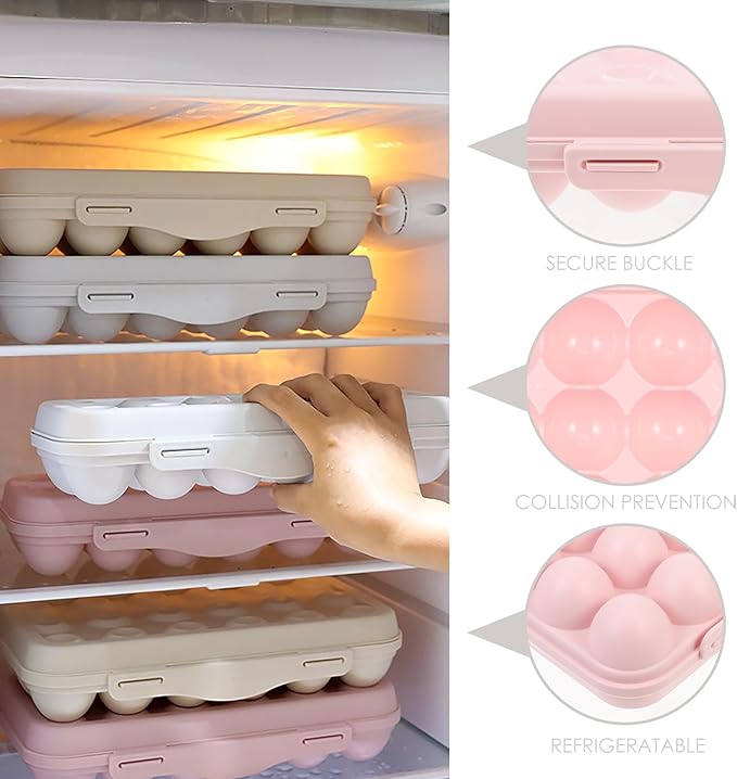 UPKOCH Plastic Egg Container for Refrigerator 18 Count Egg Holder with Airtight Lid Stackable Organizer for Kitchen Fridge Storage and Protection