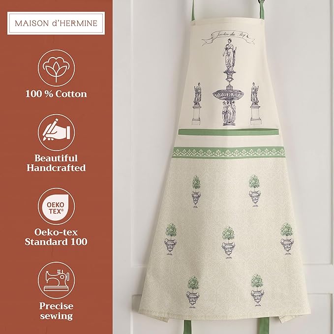 Maison d' Hermine 100% Cotton Apron for women with Pocket Kitchen Chef Apron for Men Cooking Easter Decorations
