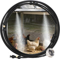 Pre-Assembled Chicken Coop Misting System for Cooling - Leak-Resistant Mist Hose Kit for Summer Poultry Heat Relief, Included 16.4ft Line, 3/4" Adapter, 4 Brass Nozzles, Filter Gasket Accessories