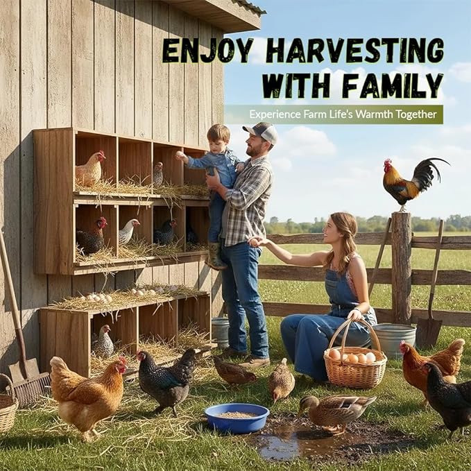 Wooden Chicken Nesting Boxes - 3 Compartment Poultry Nest Box, Lightweight, Front & Rear Ventilation, Easy to Clean & Install, Wall/Floor Mount for Laying Hens Ducks