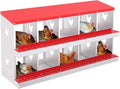 Chicken Nesting Boxes, 10-Compartment Metal Egg Laying Box with Swing Perch and Secure Lid – Versatile Wall Mount or Free Standing Suitable for Various Chicken Breeds -red