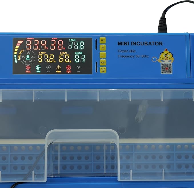 CNCEST Automatic Egg Incubator,Digital Poultry Hatcher Machine,LED Automatic Egg Turning & Temperature Control,32-210.2℉ General Purpose Incubator for Hatching Chicken Duck Quail Eggs (128 Egg)