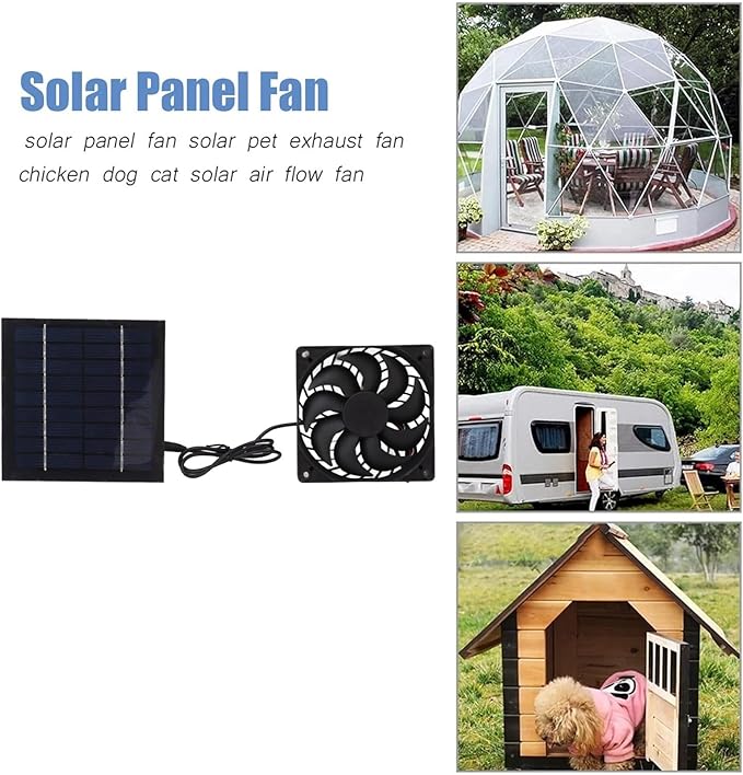 Solar Panel Fan Kit, Solar Fan for Chicken Coop Solar Power Fan Efficient Cooling Solution for Outside, Small Chicken Coops, Greenhouses, Sheds, Pet Houses