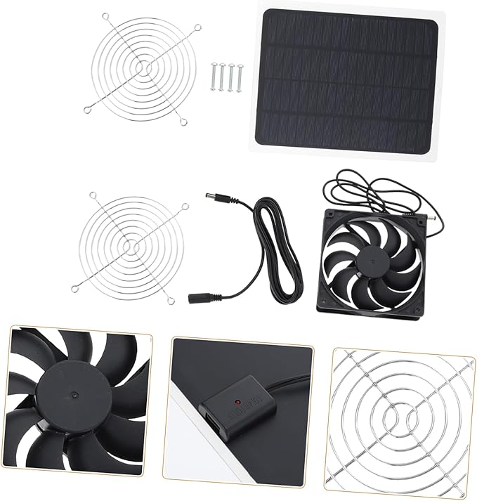 BESPORTBLE 1 Set Solar Powered Fan for Chicken Coop Fan for Pet House Greenhouse Doghouse and Rv Solar Panel Ventilation System for Outdoor Use