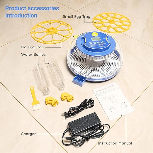 Incubator for Chicken Eggs,18 Eggs Smart Incubator with Automatic Egg Turning and Humidity Control,Egg Incubator with Automatic Water Bottle Refill & Timing Function for Chicken,Ducks,Goose,Pigeon