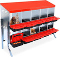 10 - Compartment Roll Away Chicken Nesting Box, Wall - Mount Laying Egg Box with Easy Egg Collection & Cleanable Pull - Out Trays, Hen Roosting Boxes for Efficient Egg Laying（Red）