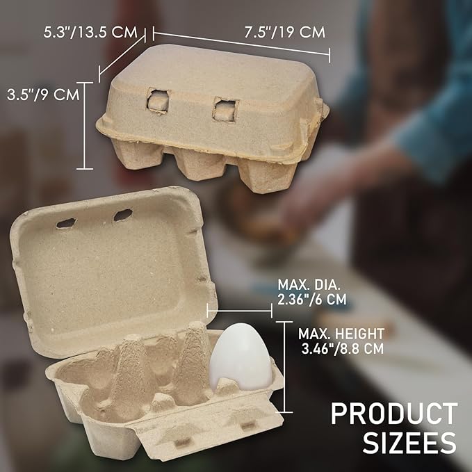 Jumbo Duck Egg Cartons 120 Pack- Holds Up to Half Dozen 6 Count Eggs Bulk Blank Container Empty Cardboard Thickness Natural Pulp Egg Boxes, with Stickers