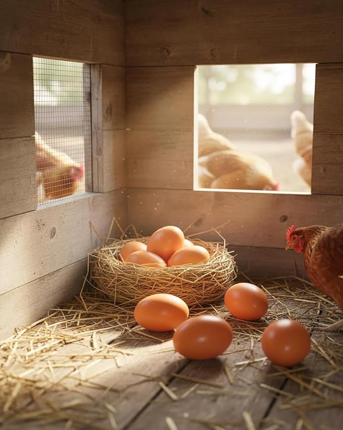 16 PCS Wooden Fake Nest Eggs - Agricultural Tools for Chicken Coop Nesting,Encourages Hens to Lay Eggs