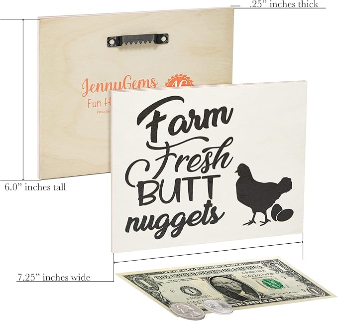 JennyGems Farm Fresh Nuggets Wooden Sign, Funny Chicken Coop Signs, Country Farmhouse Decor Wall Hanging, Made in USA
