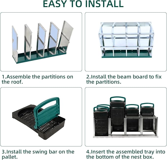 Chicken Nesting Box, Egg Laying Box, Convenient for Collecting Eggs, Ventilated Poultry House Equipment in Metal Chicken Coop, Suitable for Hens and Ducks (Green, 8 Holes)