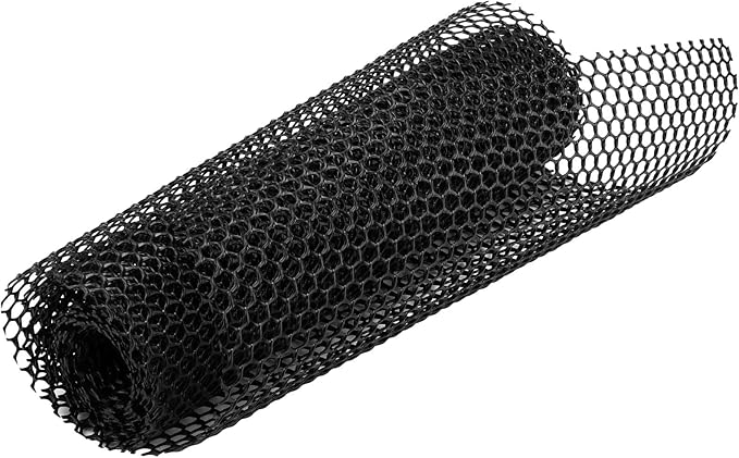 15.7 Inch x 49 Ft Black Plastic Chicken Wire Fence, Decorative Chicken Mesh Fence with Tie Plastic Poultry Netting for Garden Decorative, Farm, Poultry Protection and DIY Crafts