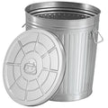 Gardenised Round Galvanized Steel 15 Gallon Trash Can with Lid and Handles Durable Metal Storage Bucket for Backyard Lawn Garden and Yard Use Weather-Resistant Garbage Can for Indoor and Outdoor
