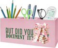 But Did You Document It Pink Pencil Pen Holder for Desk, HR Human Resource Gifts, Funny Work Gifts for Coworkers Wooden Pencil Holder Organizer for Home Office Desk Accessories