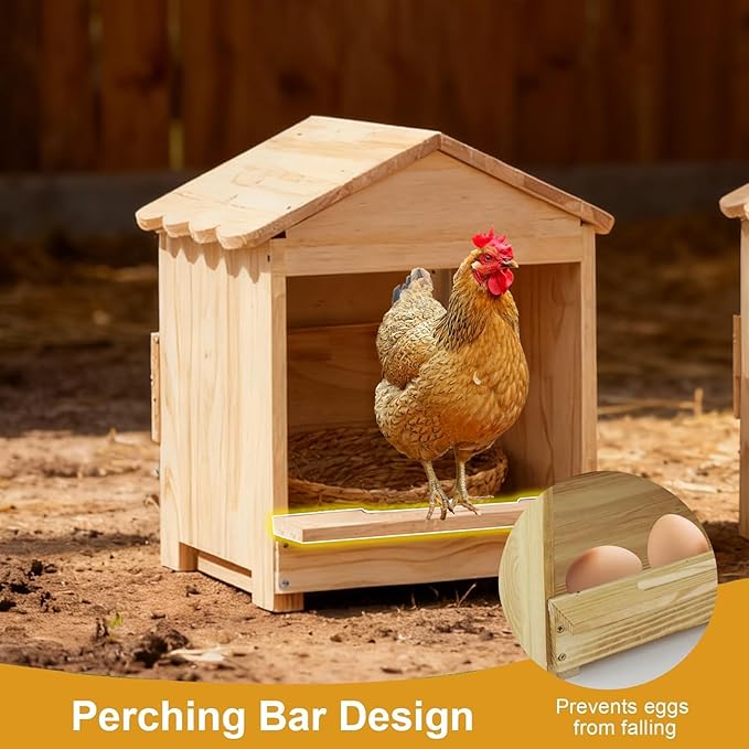 Wooden Chicken Nesting Box 3 Portable Chicken Coop with Detachable Ramp, Indoor/Outdoor Hen House for Egg Laying - Can be Wall-Mounted or Ground Use, Easy Clean Poultry Supplies for Backyard Farm