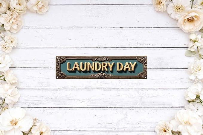 Vintage Tin Laundry Day Sign Retro Metal Sign Suitable For Home Street Shop laundry - Multi-Purpose For Indoor/Outdoor Use Plaque 4x16 Inch