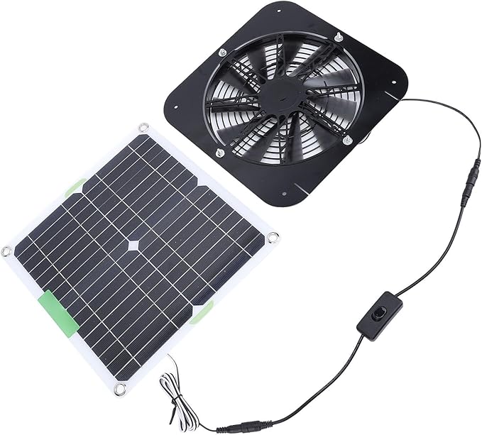 GOTOTOP 100W Solar Exhaust Fan, ABS Material, Efficient Solar Ventilation Fan for Greenhouse Chicken Coop RV Pet House, 13.5 Inch 18V