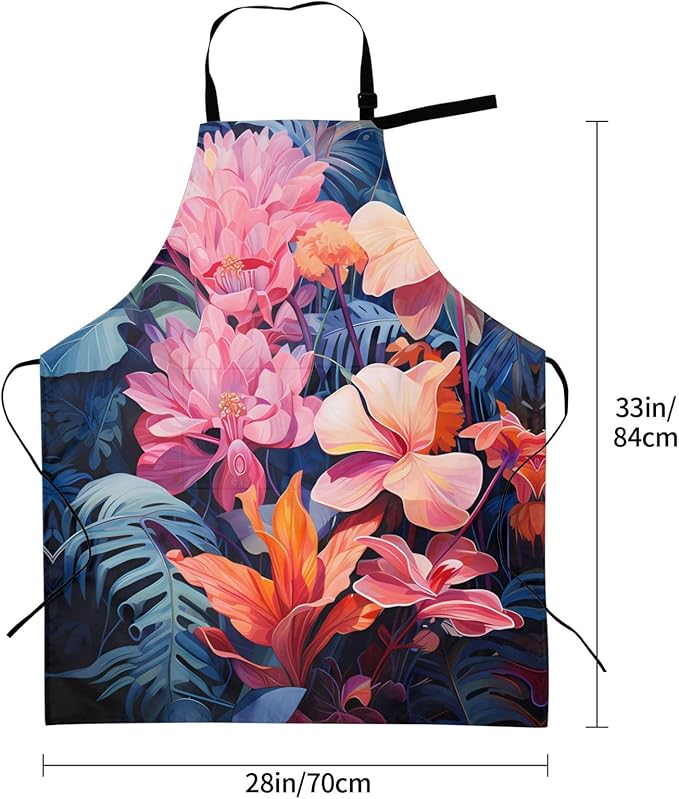 Dogs and Roses Heavy Duty Waterproof Apron with Pockets for AdultsResistant Grilling, Gardening, Painting