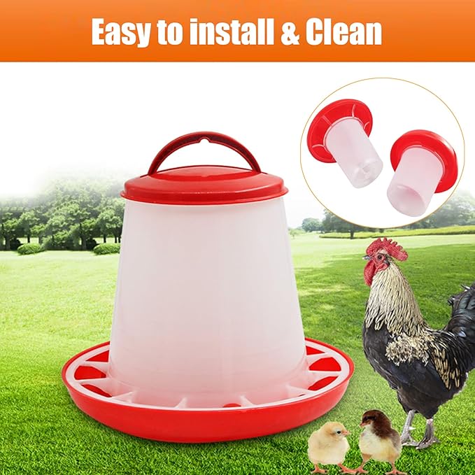Chick Feeder and Waterer Set, 1L Baby Chicken Waterer Feeder, Baby Chicken Starter Kit, Hanging Poultry Drinker Quail Feeder, Small Coop Water Dispenser for Chickens, Turkeys, Ducks (Small Waterer)