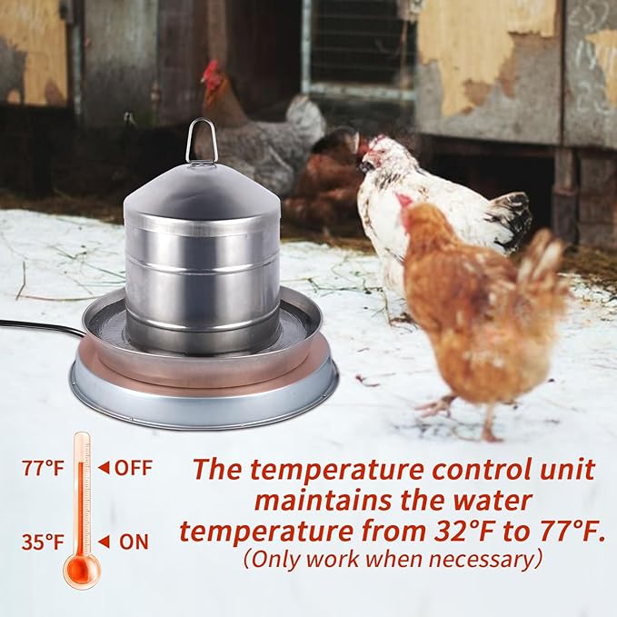 2Pack Chicken Water Heater for Winter，Heated Poultry Waterer Base,with Thermostat and 9.8ft Power Cord, Dia.11in